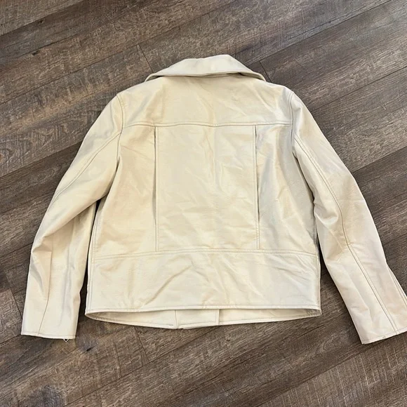 Elizabeth and James Ivory Cream Faux Leather Zip motto style jacket - Picture 10 of 12
